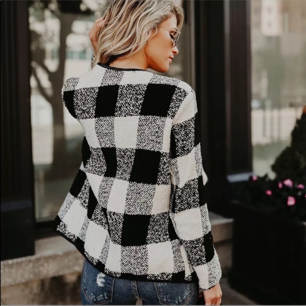 REDUCED! Plaid Cascade Open Waterfall Cardigan - Picture 2 of 8